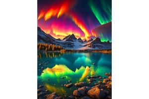 AXQUILON Aurora Borealis Diamond Art Kits for Adults, Northern Lights Diamond Paintings for Beginners, Landscape Round 5D Full Drill Nature Pictures Gem Art Painting Kits DIY Crafts Kits 12x16inch
