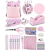 Pink Desk Accessories, Pencil case, Stapler, Pen and a Lot of Office Pink Office Supplies Beautifully Presented in a Gift Box