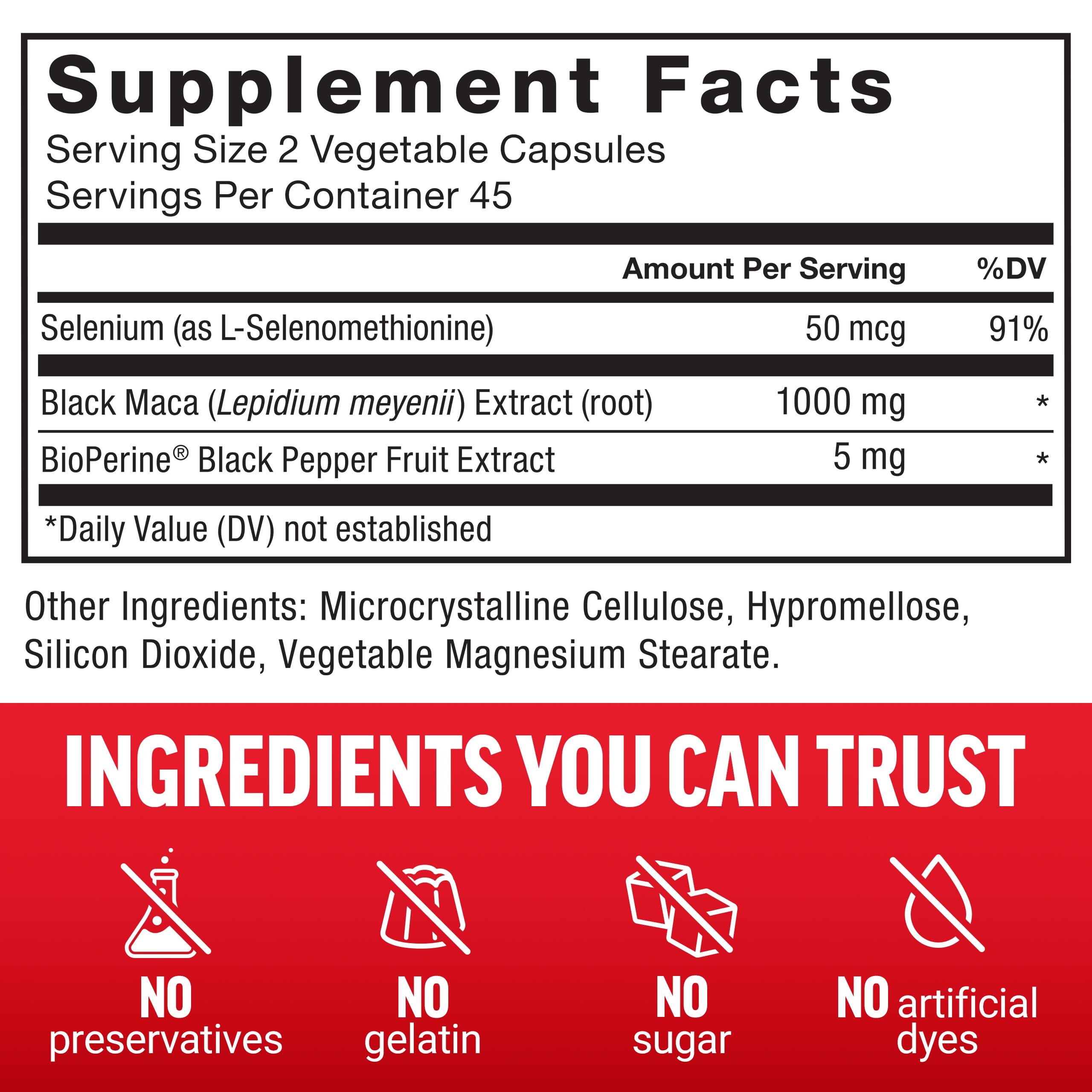 Force Factor Black Maca Root Supplement for Men, 1000mg Maca Negra Extract for Energy, Hormonal Balance & Vitality, Superior Absorption with BioPerine, 90 Capsules