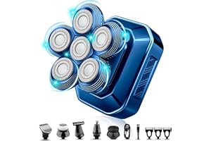 HANDSOMEMEN Head Shavers for Bald Men, 2024 Upgrade Bald Head Shaver for Men, 6-in-1 Grooming Kit with Nose Hair Trimmer, Beard Trimmer for Men, Waterproof and Rechargeable Electric Shavers Gift for Men