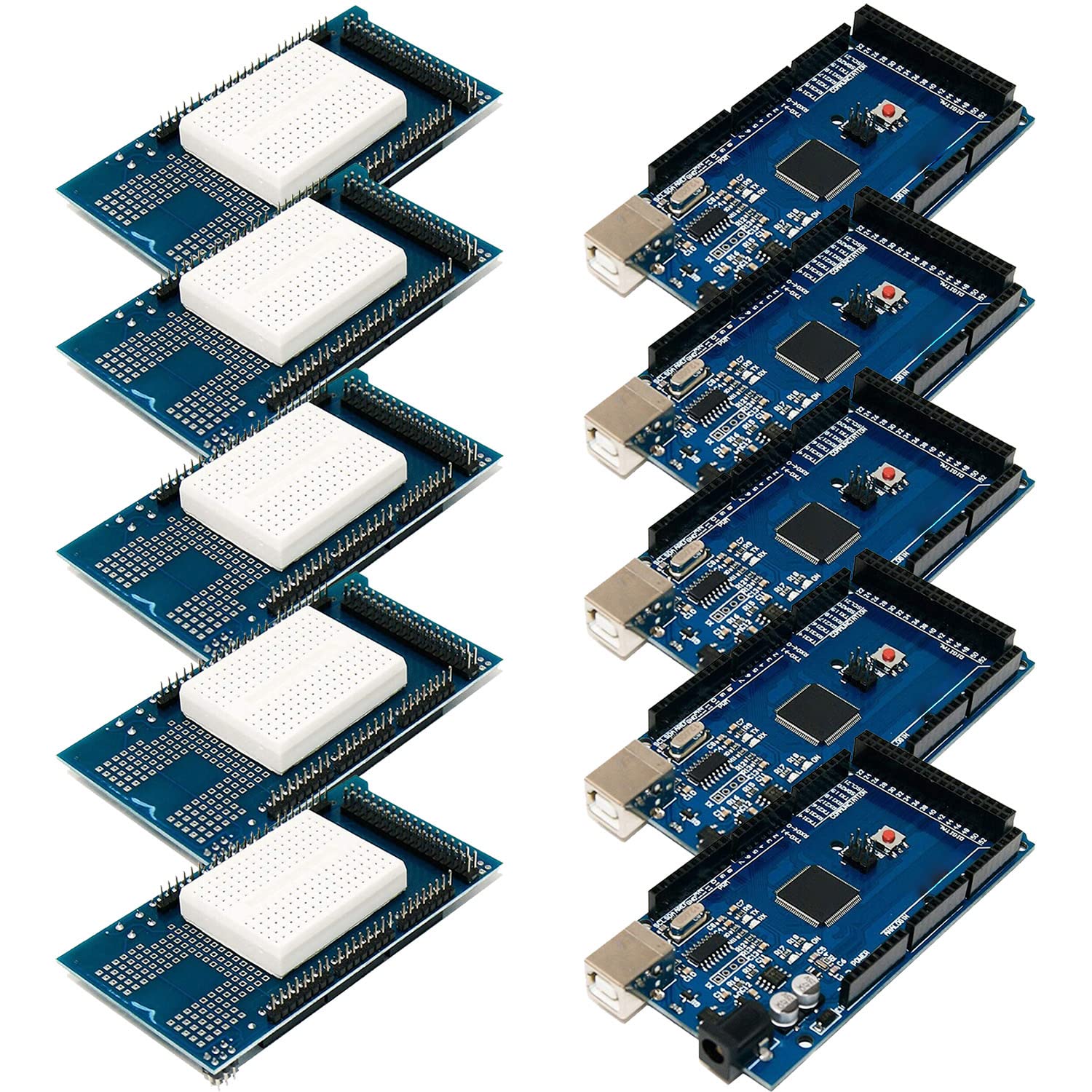 AZDelivery 5 x AZ-MEGA2560-Board Bundle with Prototype Shield including eBook