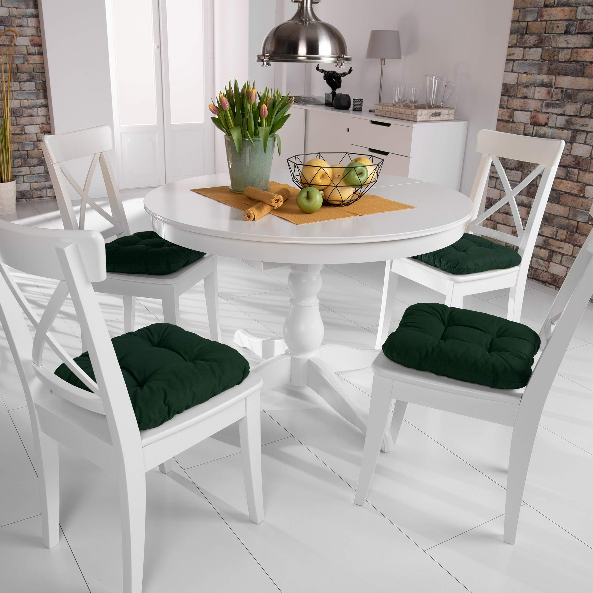 Beautissu 4 Set Padded Seat Cushions Lisa Large Garden Dining Chair Bench Pads 40 X 40 X 8 Cm Thick Soft Dark Green Buy Online In Fiji At Desertcart