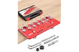 TANYO Shelf Pin Jig and Hinge Jig 2 In 1, 1/4 Inch Adjustable Shelf Pin Drilling Jig, Aluminum Shelf Jig for 5mm Straight Holes, Cabinet Hardware Jig Woodworking Tool Drill Guide