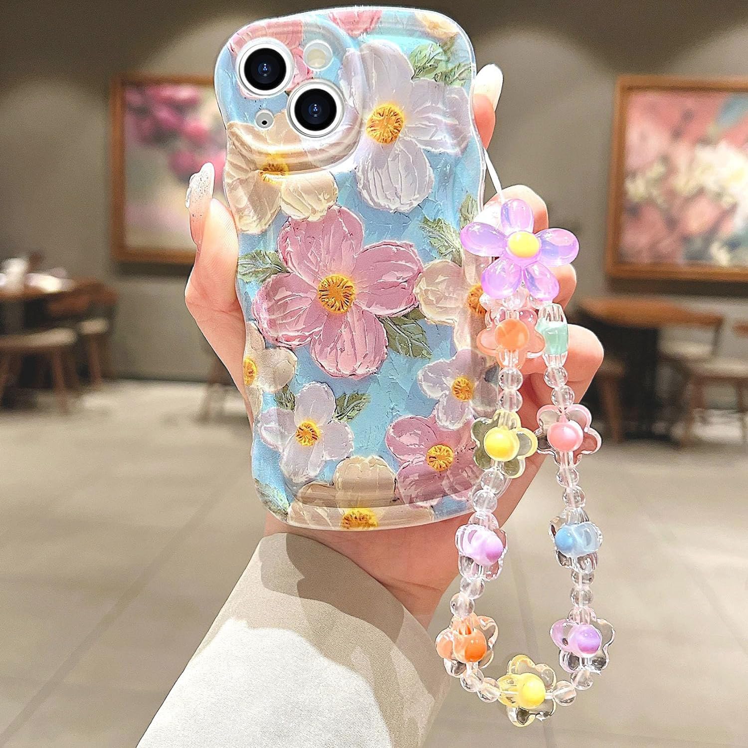 for iPhone 13 Mini Curly Wavy Case, Cute Colorful