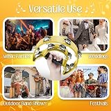 Flexzion Tambourine Half Moon Metal Jingles Double Row Yellow 25cm 23cm Handle view 7