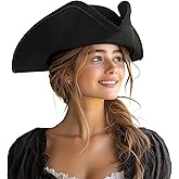 UQJE Authentic Pirate Hat for Women Adult Leather Tricorn Hat Halloween Colonial Costume Accessory