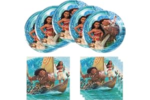 FENGHU Birthday Party Supplies for Moana, Include 20 Plates and 20 Napkins, for Moana Theme Birthday Party Decorations