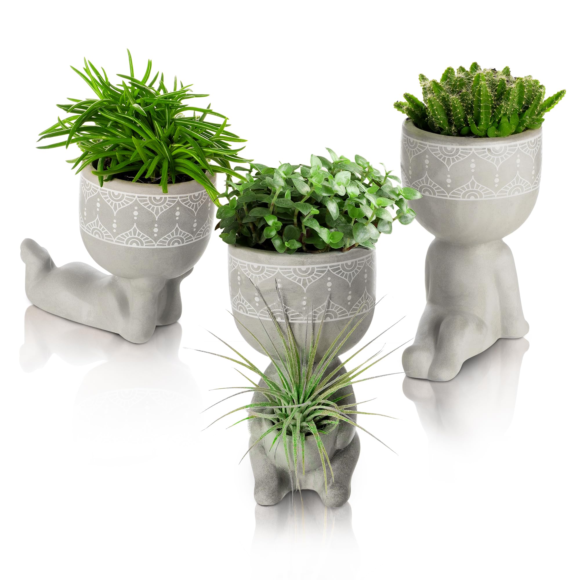 comforder - Small Plant Pots Indoor, 6cm Cement Planter, Grey Plant Pot Indoor & Outdoor, Weather Resistant, Herb, Flower or Succulent Pots (Set of 3)