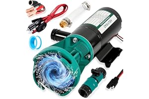 HEUYRAO Rv Macerator Pump 12V Portable Macerator Waste Pump 12GPM Suction 3.2 feet Lift 10 feet with Garden Hose Discharge Port for RV,Marine, Campers,Travel trailers