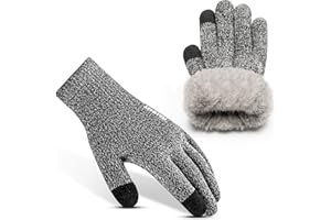 Rahhint Wool Winter Gloves Men Women Fleece lined Knit Gloves with Touchscreen Fingers Insulated Gloves Keep Hand Warm Gift