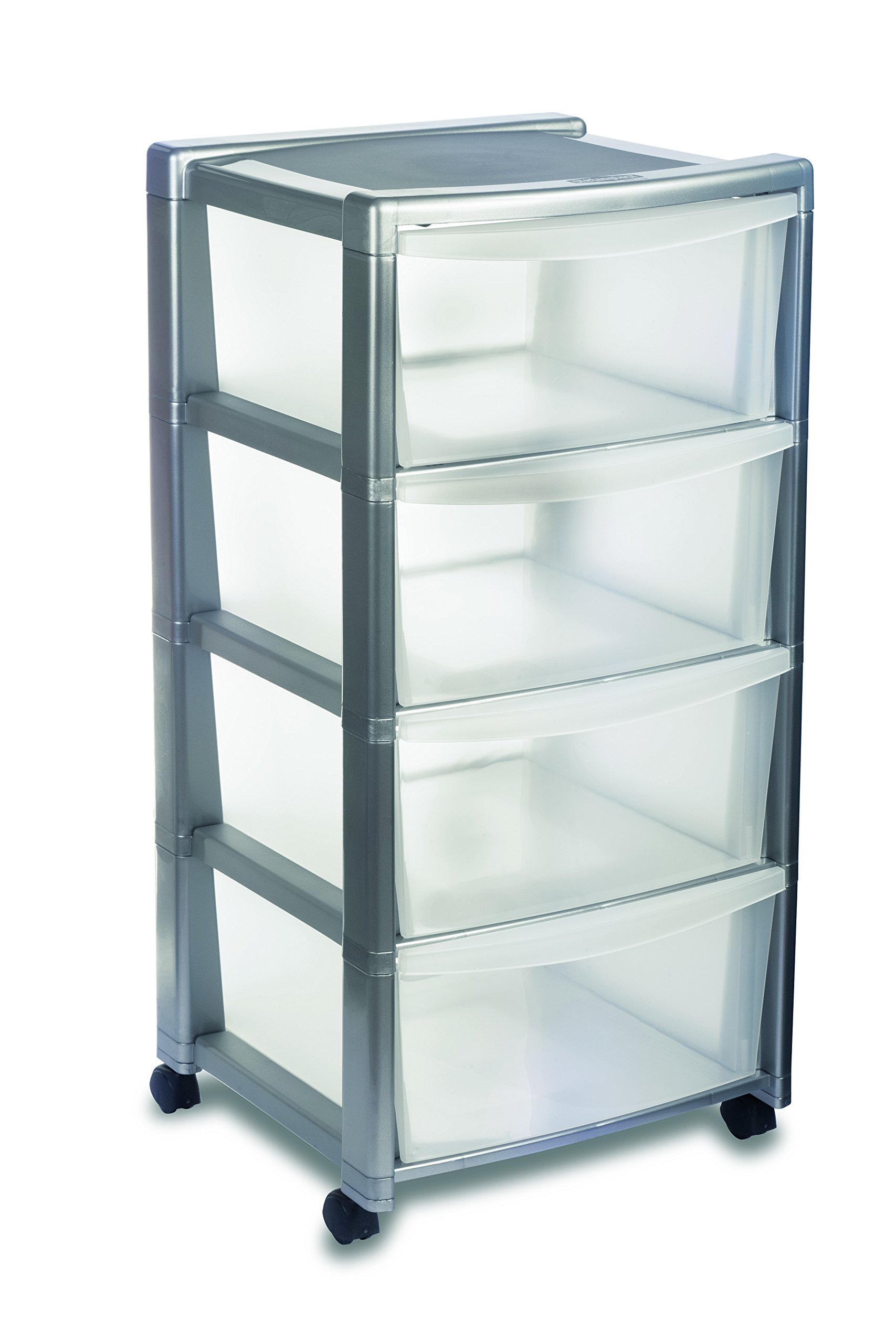 Stefanplast "Libera 4 Drawers High Storage Unit, Silver, 40 x 40 x 80 cm