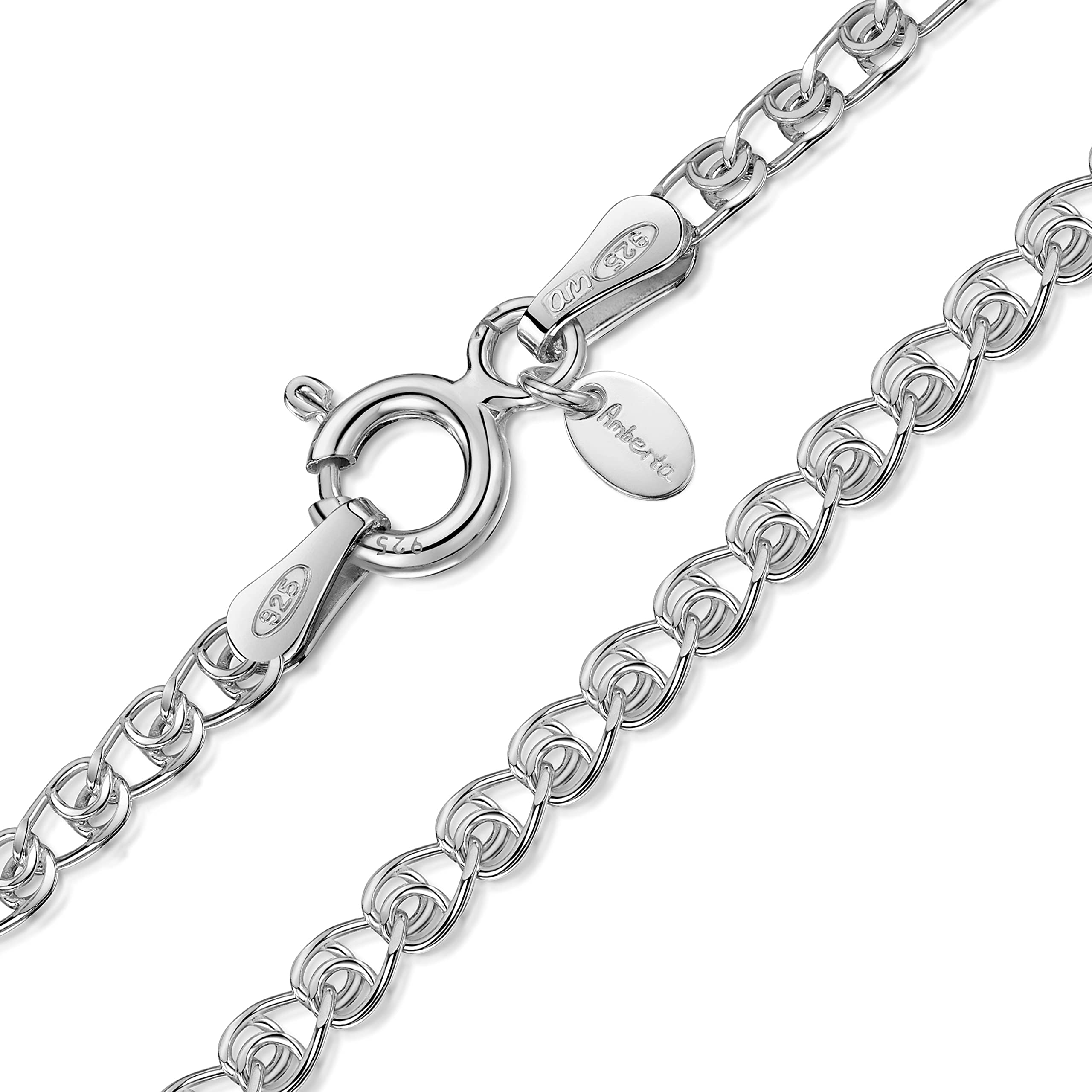 Amberta 925 Sterling Silver 2.3 mm Heart Chain Chain for Children - 14 inch / 36 cm