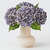 ZYTUYO 4 Pcs 20'' Gray Purple Real Touch Hydrangea Artificial Flowers Vintage Lifelike Latex Hydrangeas Long Stem for Boho Home Decor Porch Outdoor Wedding Kitchen Xmas Table Centrepiece