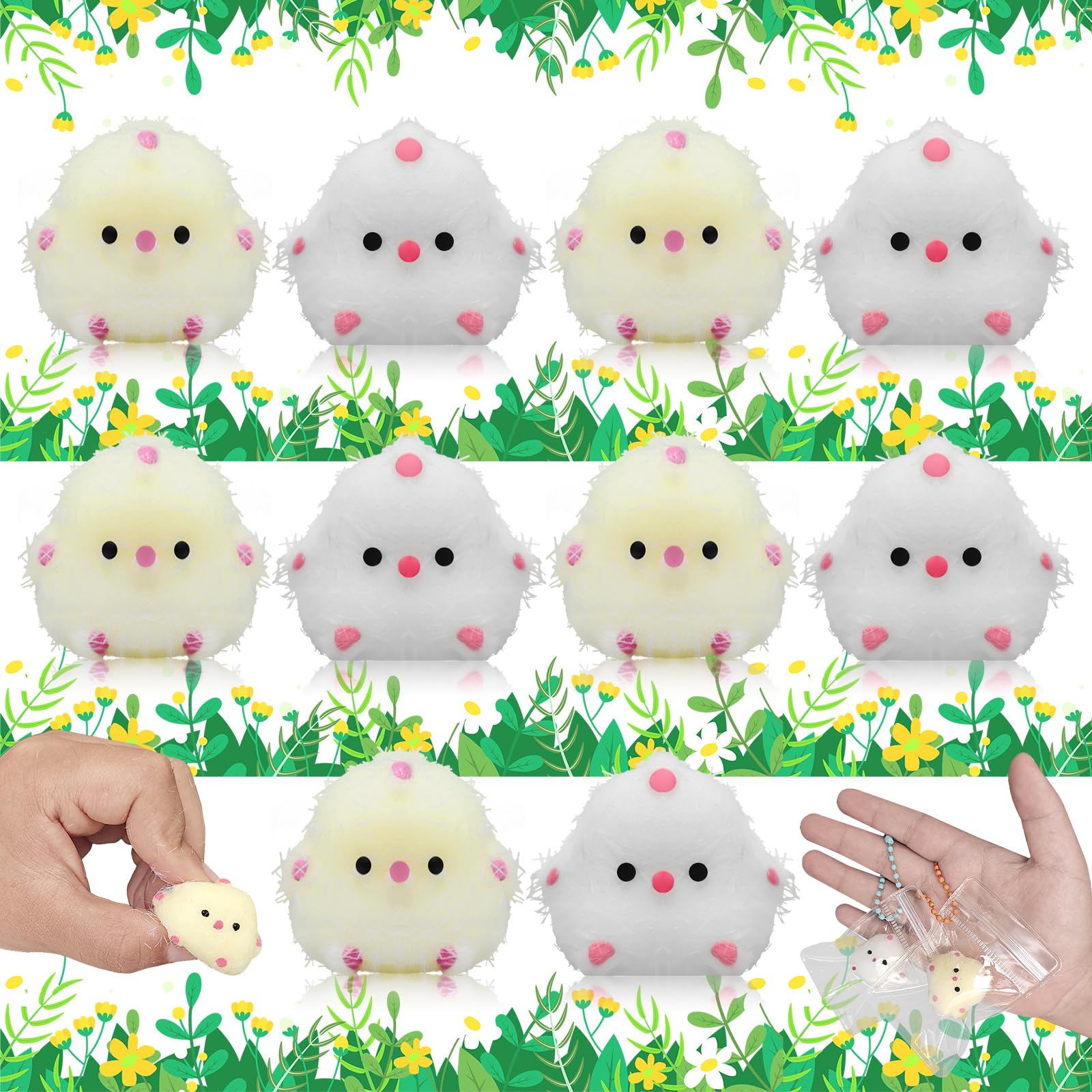 Photo 1 of 30 Pack Mini Taba Squishy - Cute Mini Chicken Squishy Toys, Mini Squishies with Squishy Keychain | Soft Sensory Fidget Toys for Stress Relief, Chicken Party Favors, Pinch Toys for Kids & Adults