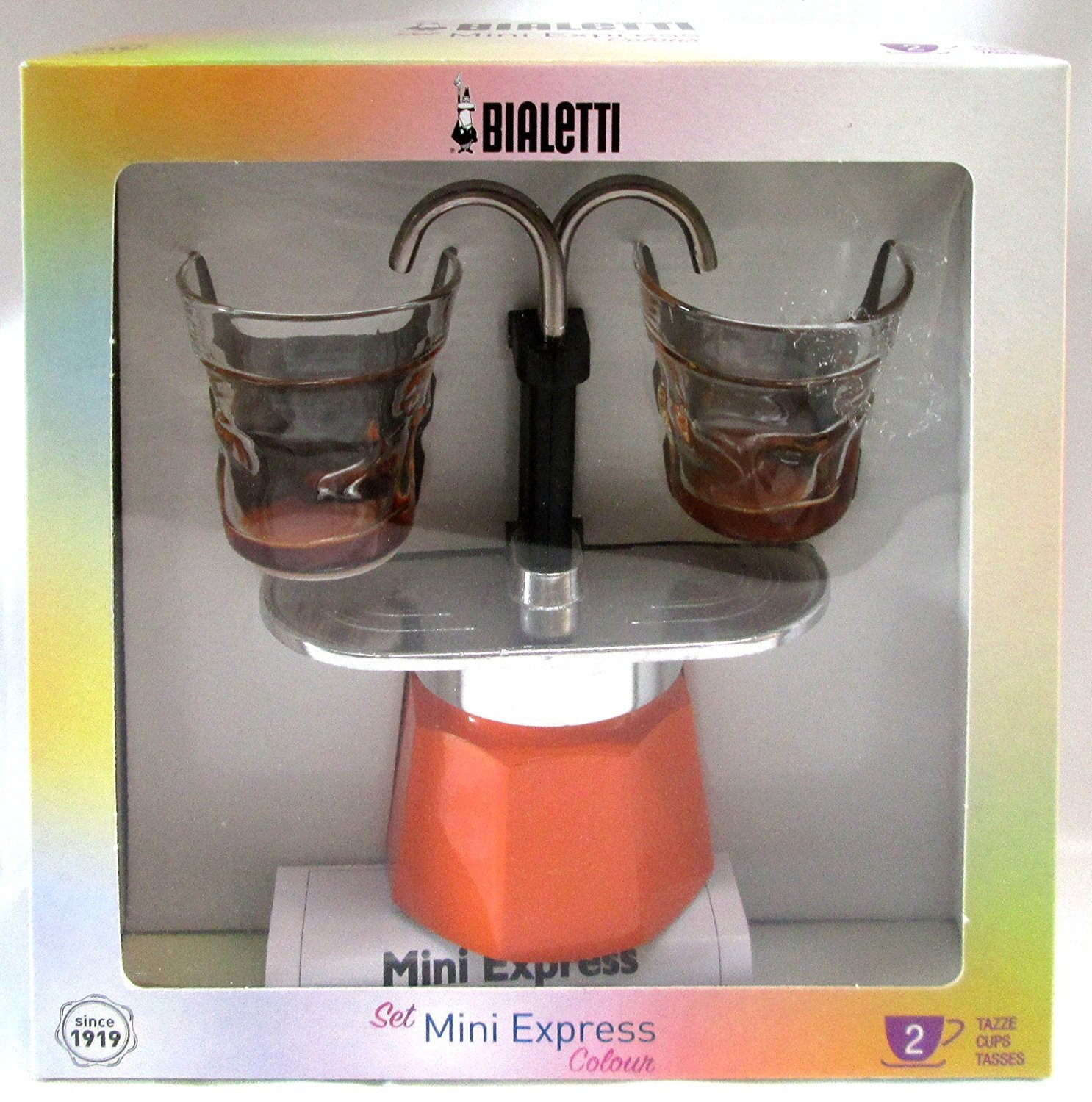 Bialetti Set Mini Express Colour 2Cups ORANGE + 2 Bialetti