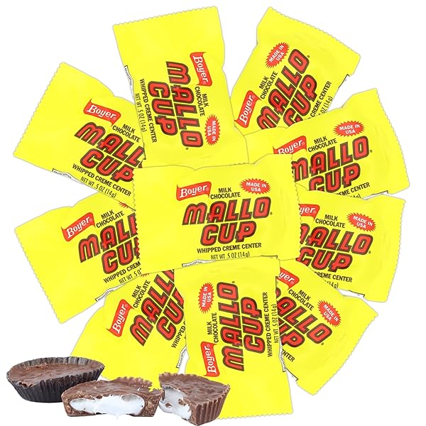 SWEETZO – BOYER MALLO CUPS, MILK CHOCOLATE CANDIES WITH GOOEY MARSHMALLOW CENTER, INDIVIDUALLY WRAPPED, 0.5 OUNCES EACH (PACK OF 10)