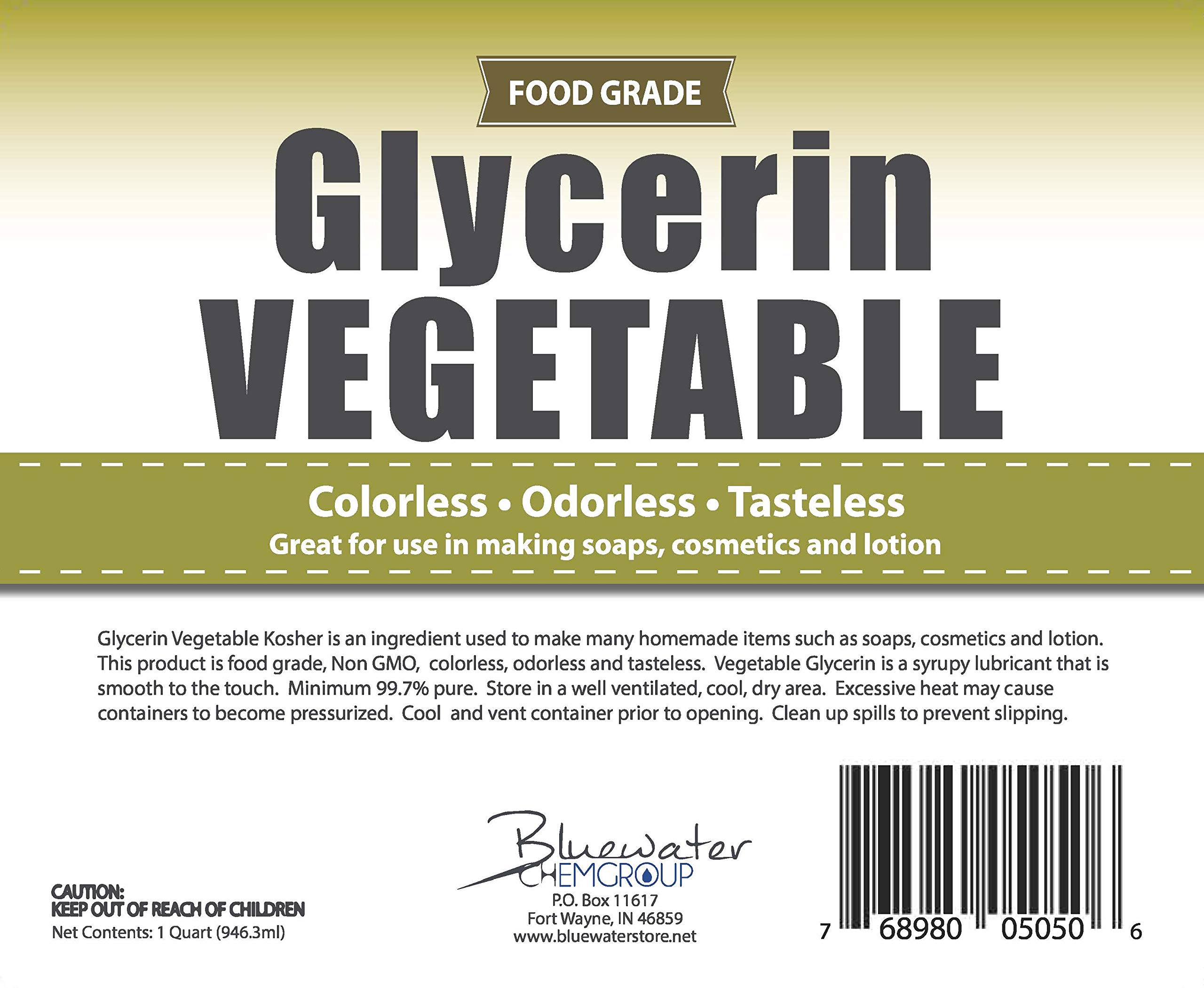 Vegetable Glycerin - 1 Quart (32oz) - All Natural, USP Grade - Food Grade Liquid Glycerin