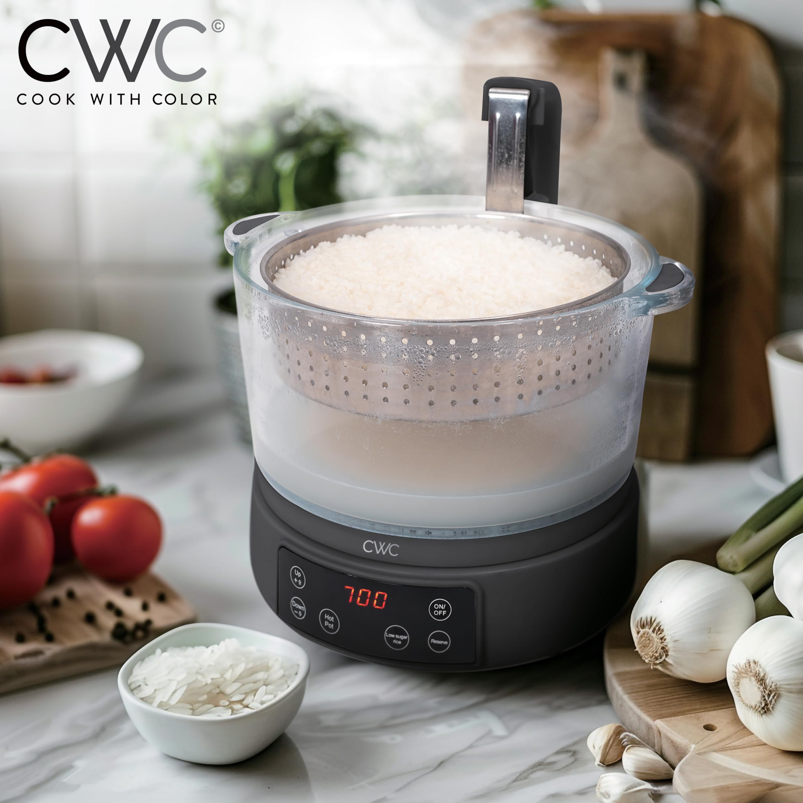 Mua COOK WITH COLOR 3L Glass Mini Low Carb Rice Cooker – Holds 2 Cups ...