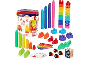 Battat Education – Locbloc Counting Blocks – Building Blocks for Toddlers – Number Blocks – Learning Building Blocks – Stacking Blocks – 12 Months + (107 Pcs)