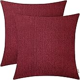 BRAWARM Throw Pillow Covers 18x18 Inches - Burgundy Chenille Pillow Covers Pack of 2, Solid Dyed Soft Chenille Pillow Cases for Couch Sofa Bed Home Decoration