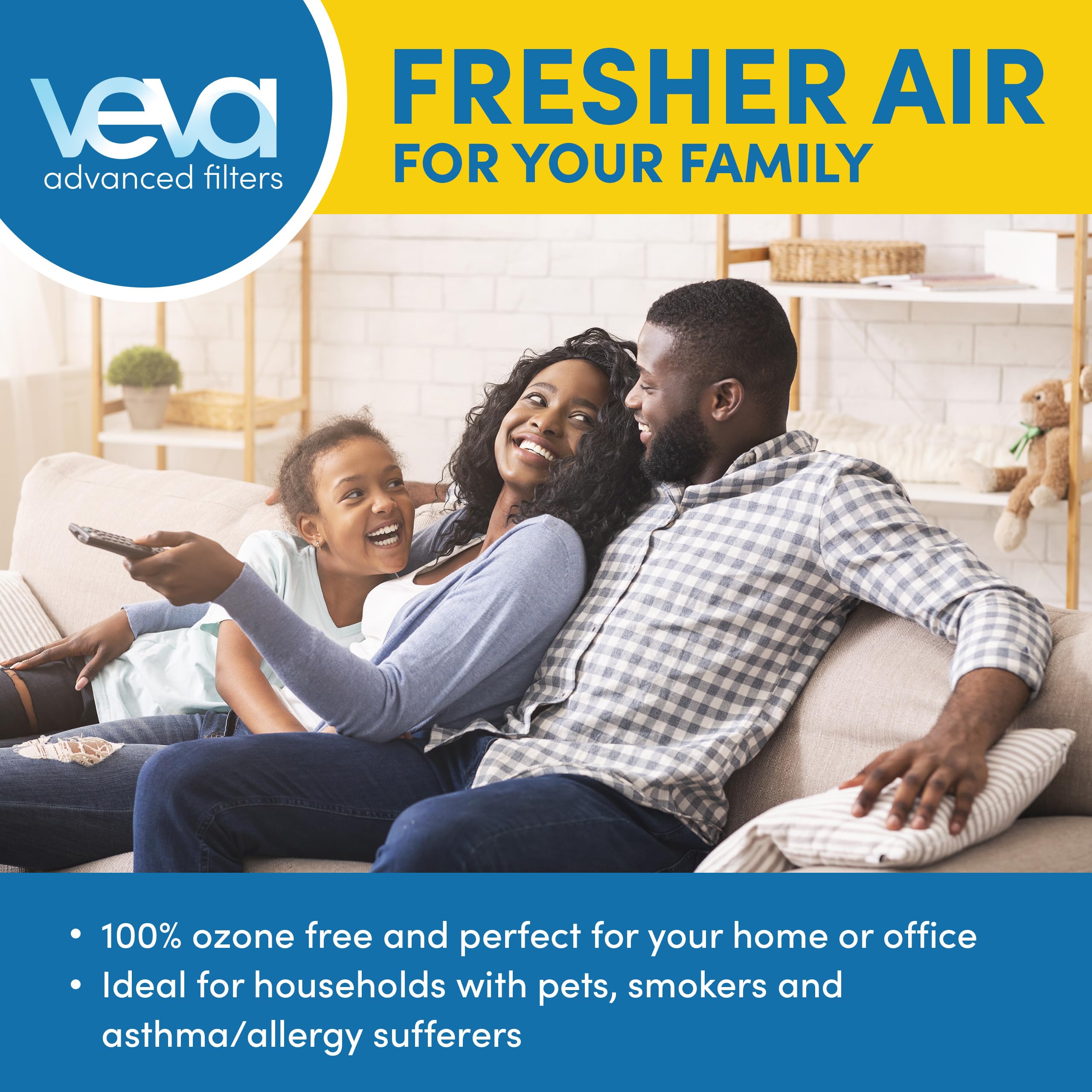 VEVA Air Purifier for Home, Large Room, Bedroom, HEPA Filter & 4 Activated Carbon Pre-Filters - Removes Allergens, Pets Hair, Dust, Dander, Smoke, Odor - Pro Elite 8000