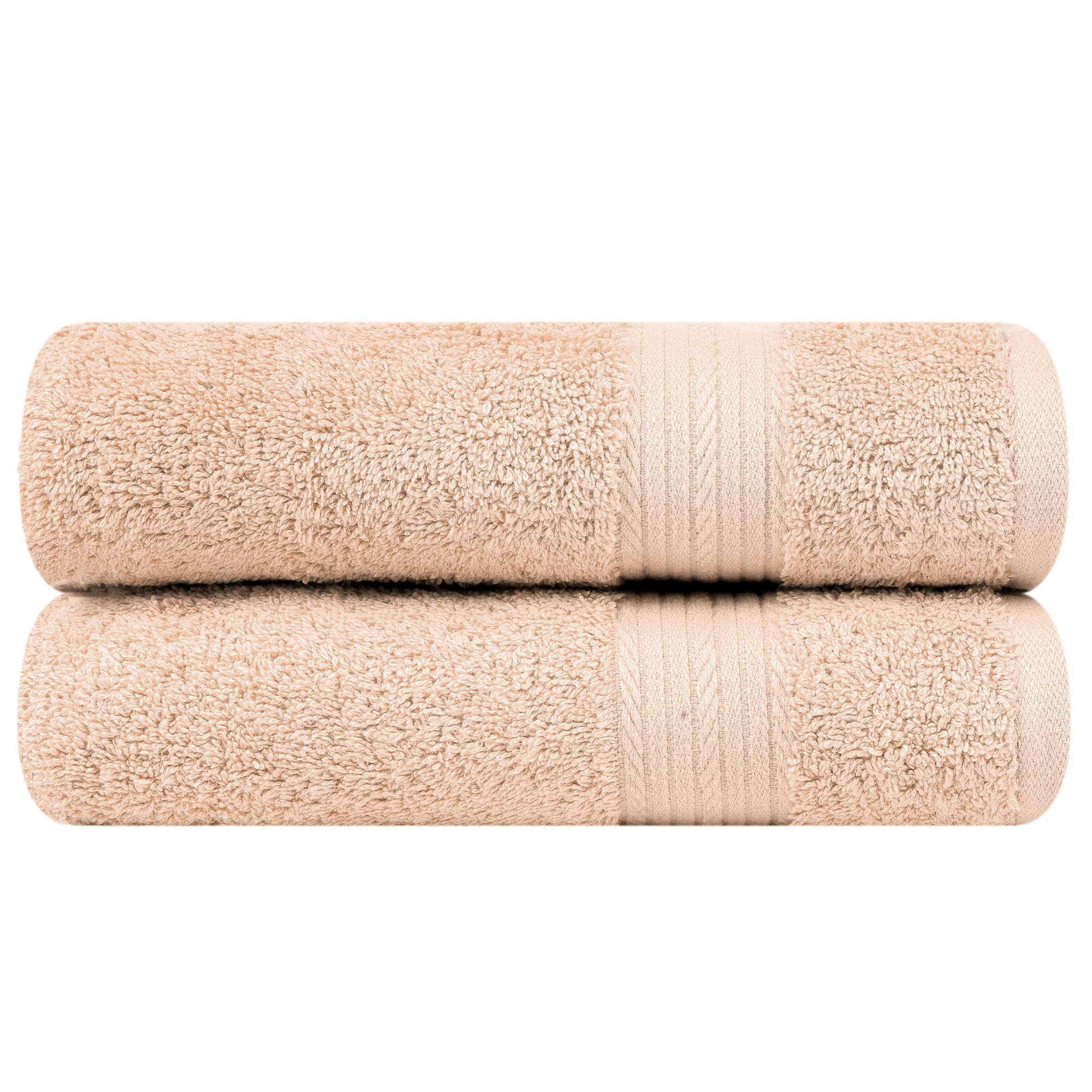 Ample Decor 100% Cotton Hand Towel Set of 2 – 46x72 cm, 600 GSM, Super Absorbent & Quick Dry, Ideal for Bathroom, Spa, Gym & Hotel – Beige — image 1
