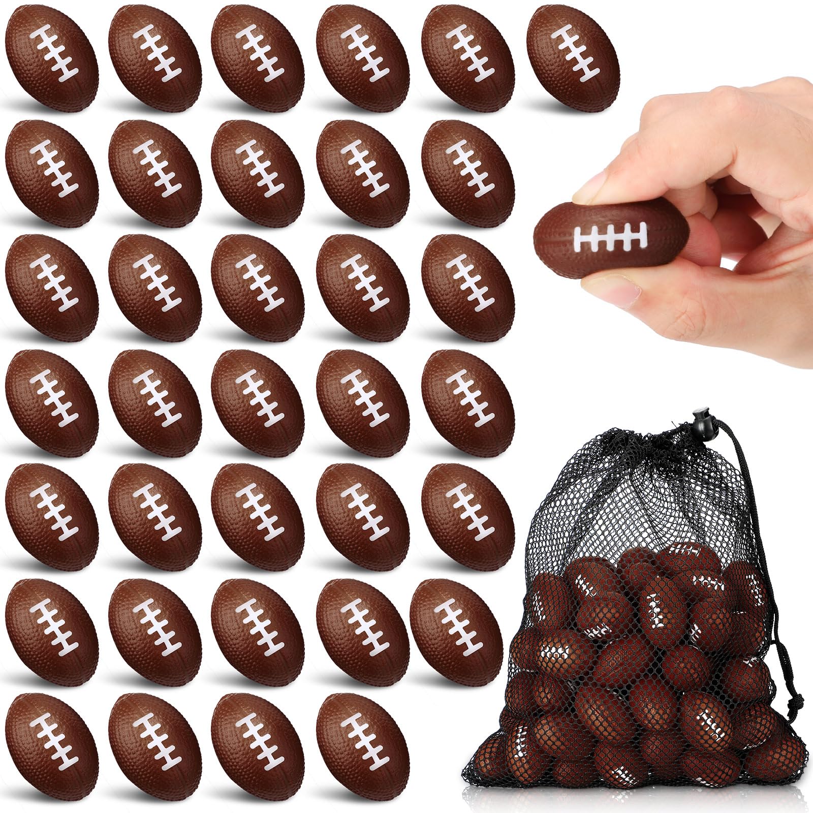 JellyArch 40 Packs 1.4 Inch Mini Foam Football Bulk Sports Stress Ball ...