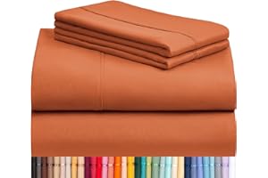 LuxClub 4 PC King Size Sheet Set Deep Pockets Wrinkle Free Cooling Sheets Machine Washable Hotel Bedding Silky Soft - Autumn Orange King
