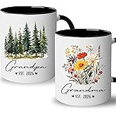 Heulinwen Pregnancy Announcement for Grandparents - Promoted to Grandma and Grandpa Mugs - New Grandparents Gifts First Time 2026 - Grandparents Baby Announcement Accent Set Mugs