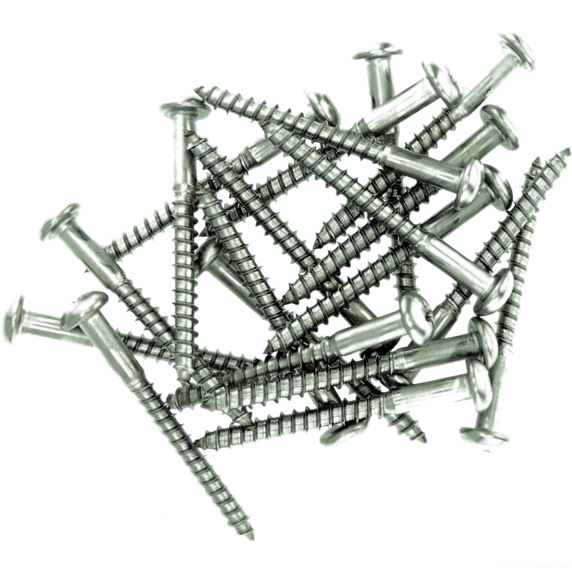 No.4 x 0.63 (3mm x 16mm) Pozi Raised Countersunk Wood Screw - Stainless Steel (A2) (Pack of 20)