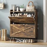Maupvit Shoe Storage Cabinet with 2 Flip Drawers, Freestanding Shoe Organizer with Metal Legs for Entryway, Narrow Shoe Rack