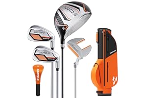 1GoTo-G 5/6/7 Pieces Kids Golf Clubs Set - Youth Golf Clubs Junior Set Ages 3-14 Includes Stand Bag, 1# Driver, 5# Hybrid, 7#, PW# Irons and Putter Right Hand for Boys Girls