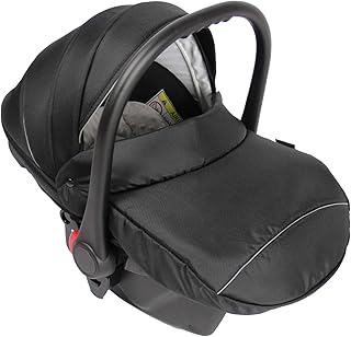 Clamaro Babyschale Auto &#39;JUNO black&#39; ultraleicht 2,95 kg mit Anti-Shock Schaumstoff, Gruppe 0+ (0-13 kg) ECE-R 44/04 - Baby Autositz inkl. Sonnenverdeck und Fußabdeckung - Schwarz