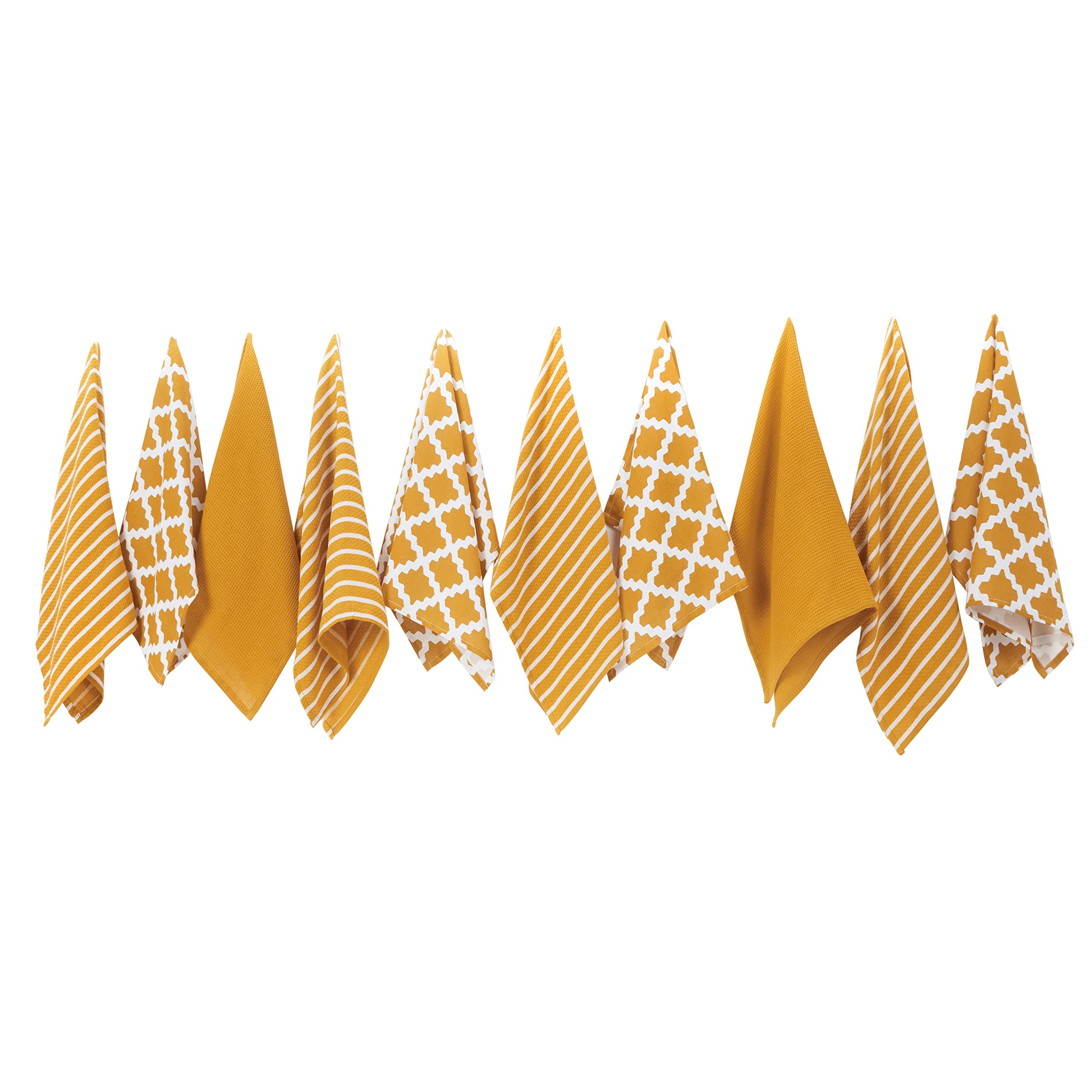 Penguin Home Premium 100% Pure Cotton Tea Towel for Kitchen, Set of 10 Kitchen Towels, Soft & Durable Kitchen Cloths Towel Set, Machine Washable, 65 x 45 cm Colour - Ochre