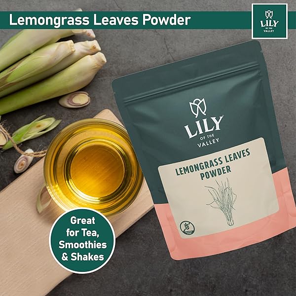 LILY OF THE VALLEY LEMONGRASS POWDER – FRESHLY GROUND DRIED LEMONGRASS – GREAT FOR COOKING & BAKING – 100% RAW – SOURCED FROM INDIA – VEGAN & GLUTEN-FREE – PACKED IN RESEALABLE POUCH (8OZ, 226G)