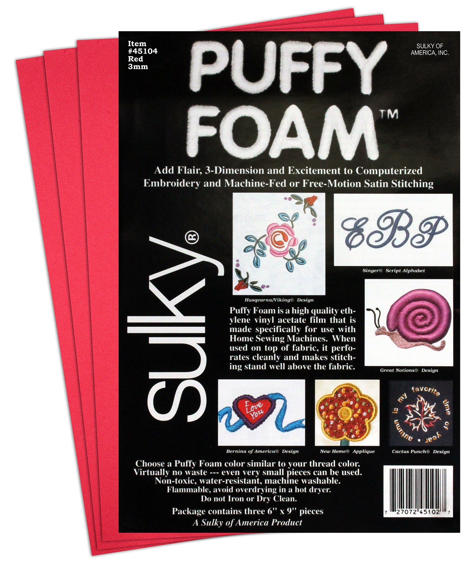 Sulky Of America Foam, Red, 6" by 9"