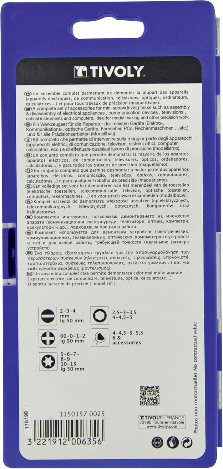 TIVOLY 11501570025 Set of 27 Precision Hexa Screwdriver Bits 4 Inch, Variety Pack - Image 3