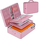 DocSafe 5200°F Document Organizer with Lock,Upgraded Heat Insulated Fireproof＆Waterproof Box 8 Layers File Organizer,Portable Home Travel Safe Storage for Important Documents, Files,Pink (Soft)