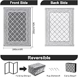 SHACOS Outdoor Rug 240x300 cm Reversible Waterproof UV Resistant Grey view 2
