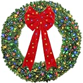 48Inch Large Artificial Christmas Wreath for Outdoor with Mantel Bow | Christmas Door Wreath with 650 PVC Tips,Xmas Decor for Indoor & Outside