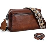 HESHE Leather Crossbody Purses for Women Vintage Shoulder Bag with Multi Compartments Small Hobo Purse for Everyday