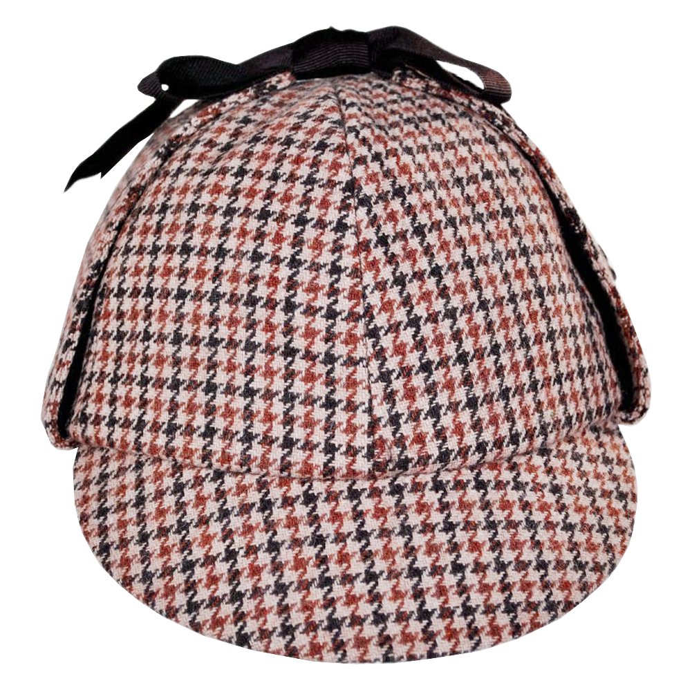 Sherlock Holmes Houndstooth Detective Costume Hat Red & Black