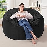 HABUTWAY 4FT Bean Bag Chair,Giant Bean Bag Chairs for Adults,Big Bean Bags with Memory Foam Filled, Large Beanbag Chairs with Soft Corduroy Cover-Black