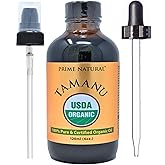 PRIME NATURAL Organic Tamanu Oil - USDA Certified, 100% Pure, Cold Pressed, Unrefined, Virgin (4oz / 120ml) For Face, Hair & Skin Care - Natural Moisturizer
