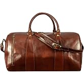 Time Resistance Leather Duffel Bag - Large Weekend Gym Travel Bag (Brown)