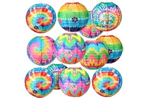 Panelee 12 Pcs Paper Lanterns Party Decorations 8 Inch Hanging Round Hanging Paper Party Decorations for Holiday Indoor Outdoor Supplies (Tie Dye)