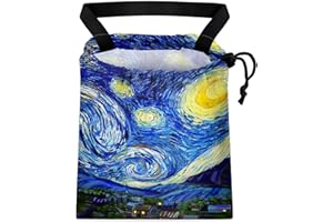 GEGEPINK Car Trash Bag Hanging Back of Seat Waterproof Small Cute Printed One-Handed Strap Drawstring Garbage Bags for Car-Starry Night
