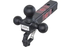 TOPTOW Trailer Hitch Tri-Ball Hitch with Hitch Balls & Beast Tow Hook Matte Black, Fits 2-inch Receiver