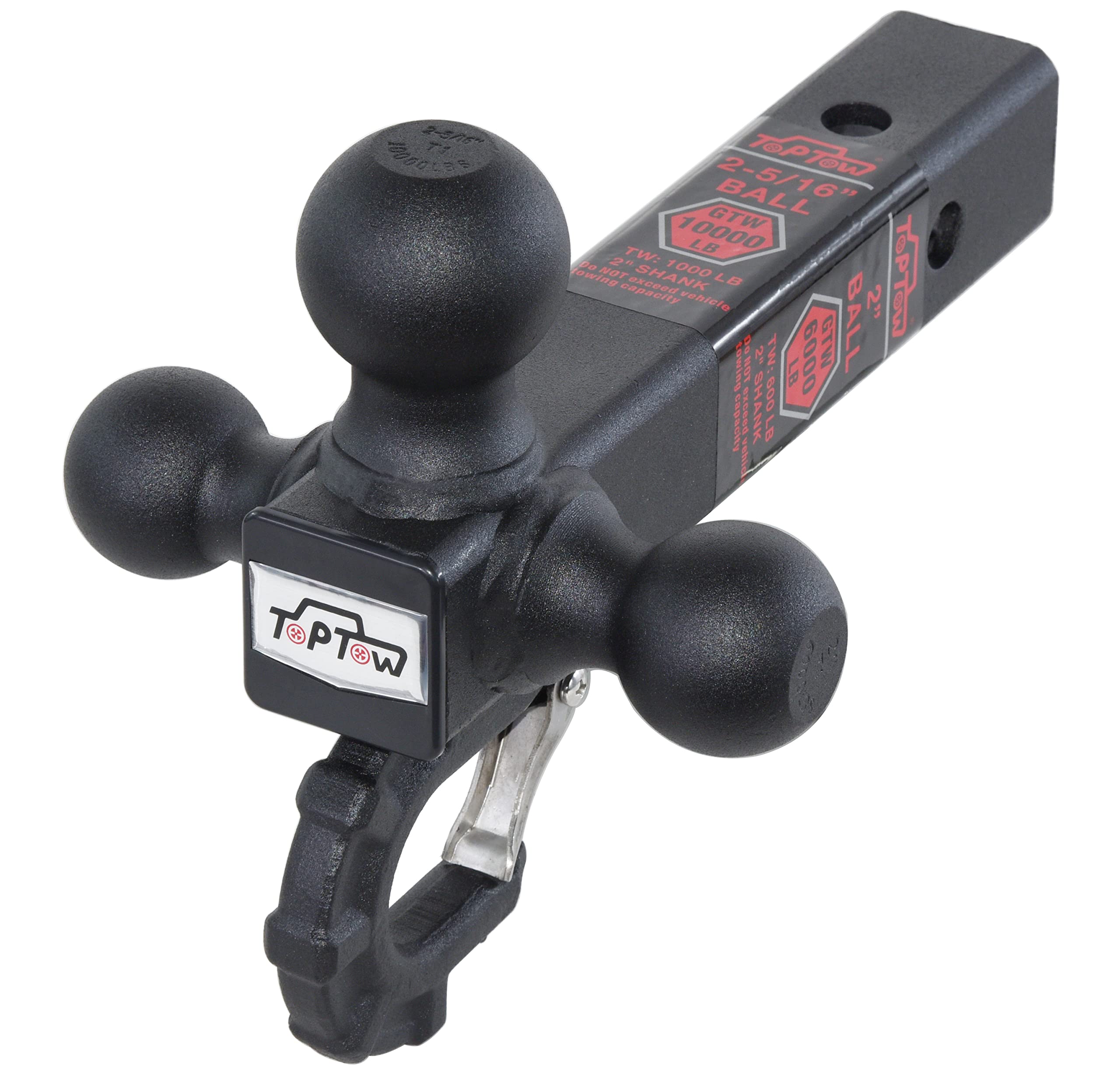 Photo 1 of TOPTOW Trailer Hitch Tri-Ball Hitch with Hitch Balls & Beast Tow Hook Matte Black, Fits 2-inch Receiver
