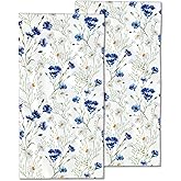 CXULIN White Daisy Flowers Hand Towels Set of 2, Blue Cornflower Fingertip Towel Polyester Cotton Soft Bath Towels 14"X28"